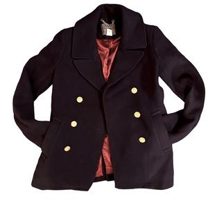 J.Crew Stadium Cloth Italian Wool Pea Coat Navy